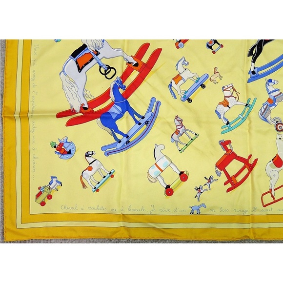Hermes Yellow Scarf with Rocking Horse Design - Picture 5 of 11